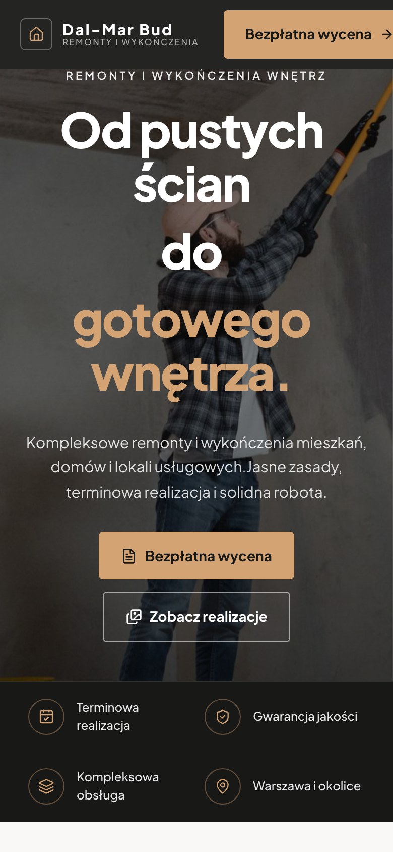 Dal-Mar Bud — widok strony na telefonie