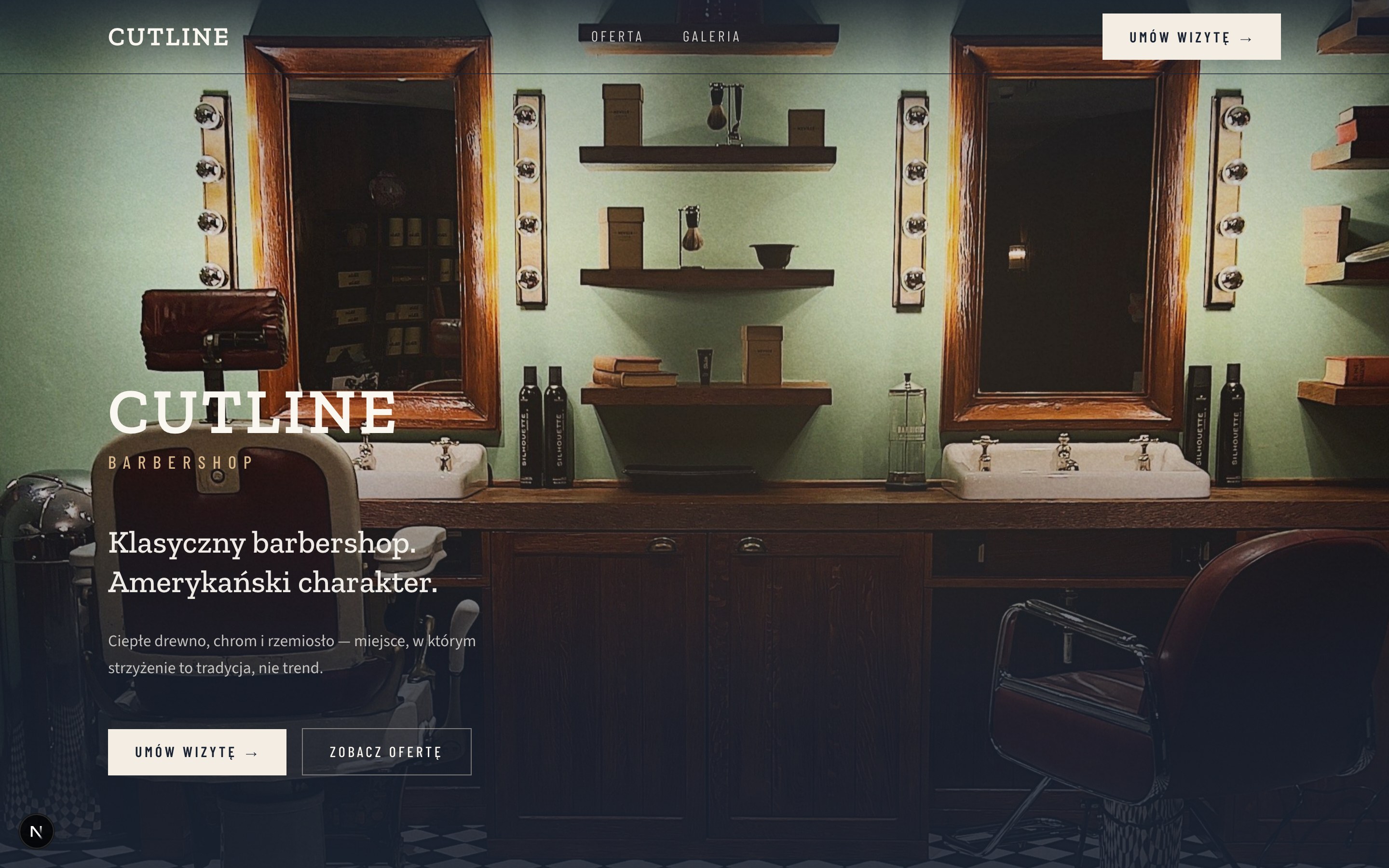 CUTLINE — widok strony internetowej barbershopu