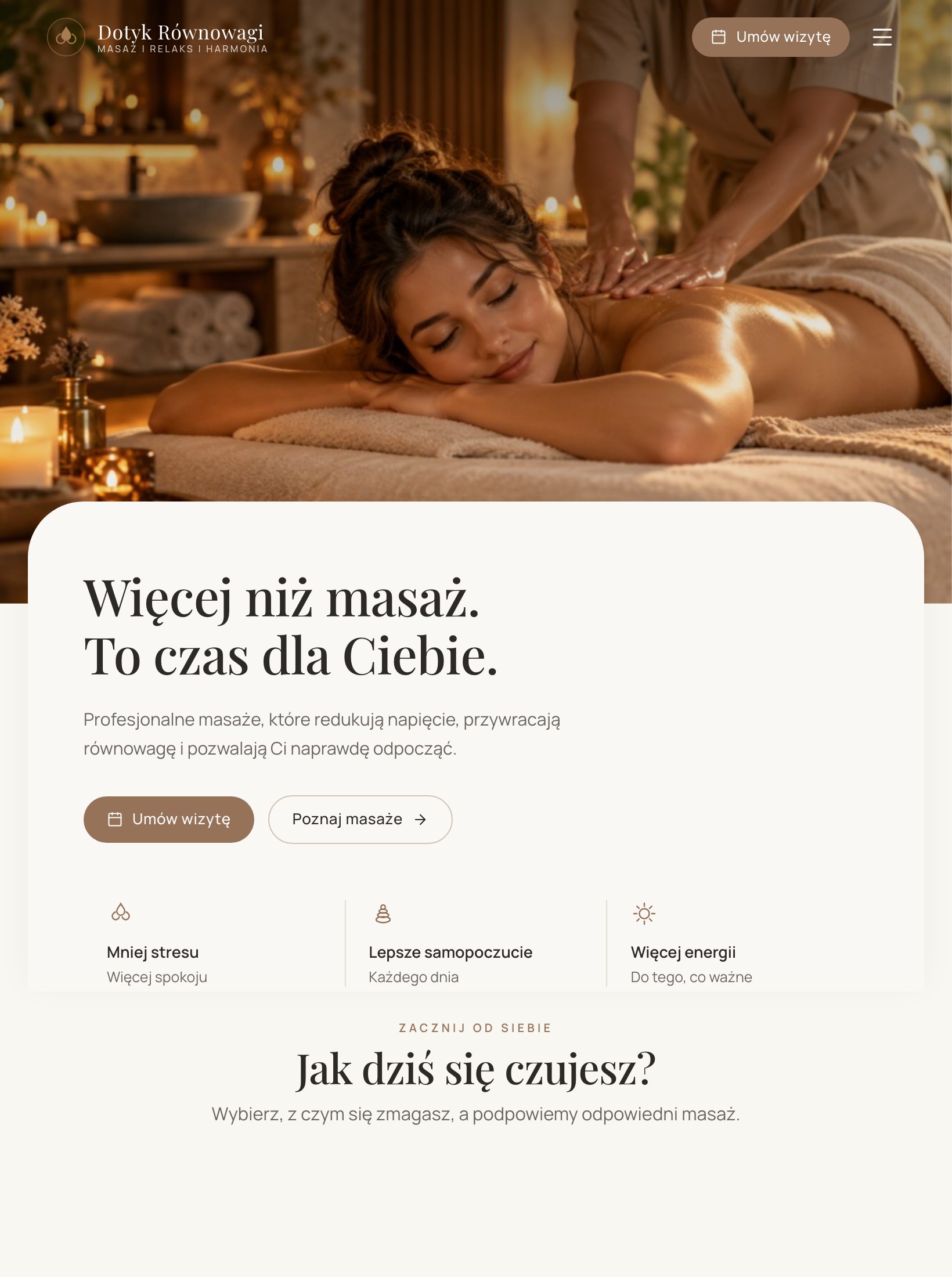 Dotyk Równowagi — widok strony na tablecie