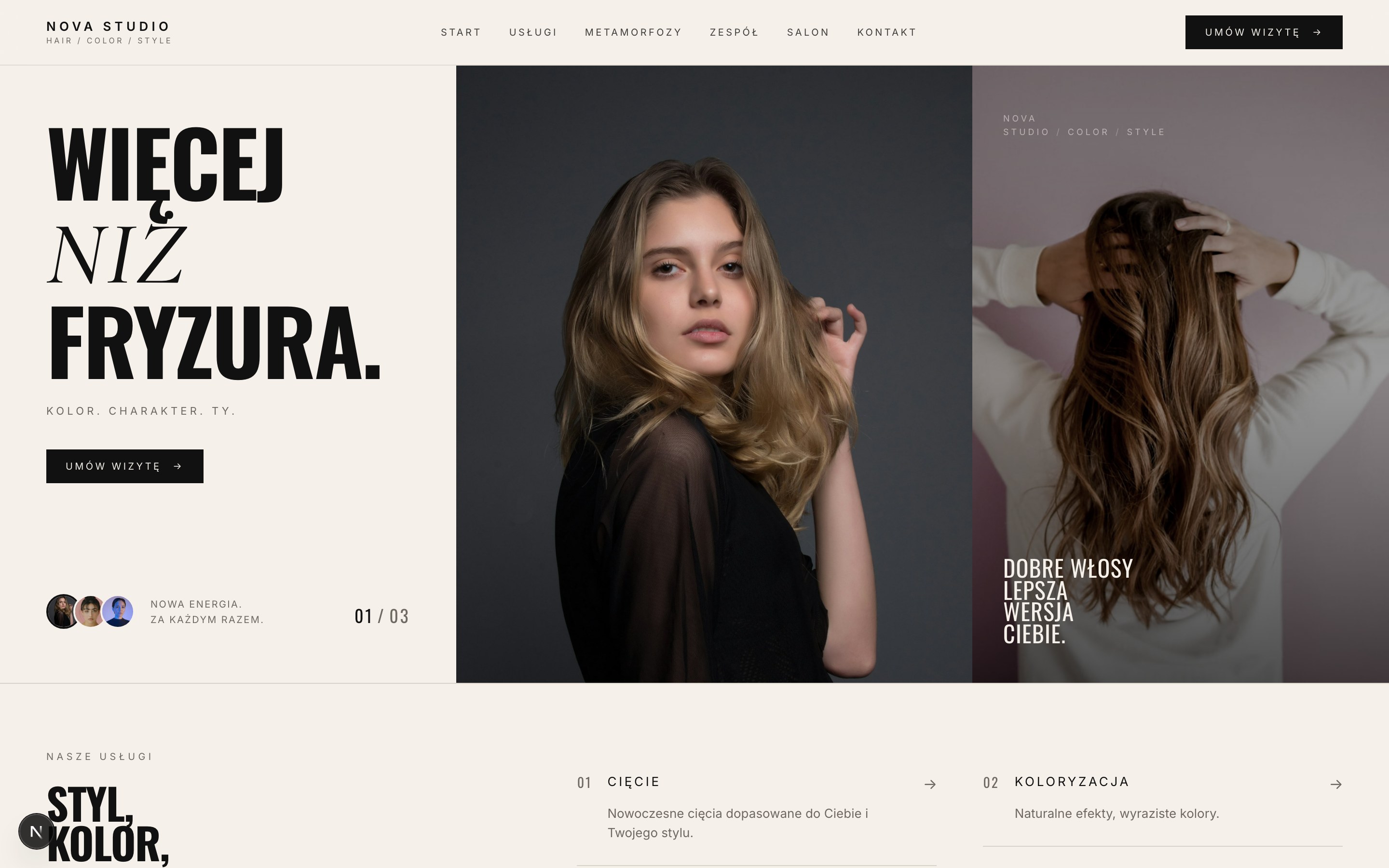 NOVA STUDIO — widok strony internetowej salonu